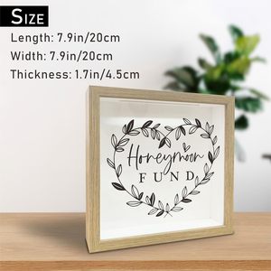 8x8 Shadow Box Frame Boîte à fonds en bois décorative avec fente pour économiser de l'argent - Product Image 3
