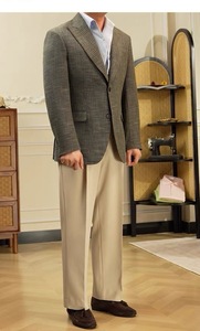 <span class=keywords><strong>Costume</strong></span> Homme Vintage Haut de Gamme Croisé Britannique Décontracté Chic Coupe Slim Anti-Plis Coupe-Vent en Tissu Peigné - Product Image 3