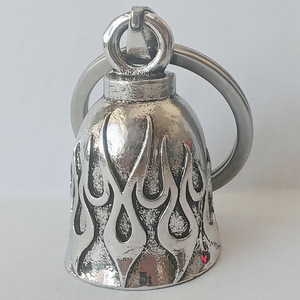 Pendentif cloche de protection vintage en alliage de zinc avec motif flamme, porte-clés de forme ronde - Product Image 1