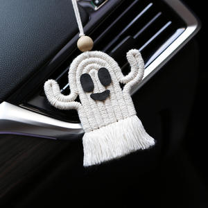 Cadeau de vacances tissé à la main drôle mignon effrayant lanière blanc coton Gost blanc <span class=keywords><strong>Halloween</strong></span> pendentif <span class=keywords><strong>décoration</strong></span> de <span class=keywords><strong>porte</strong></span> de voiture - Product Image 2