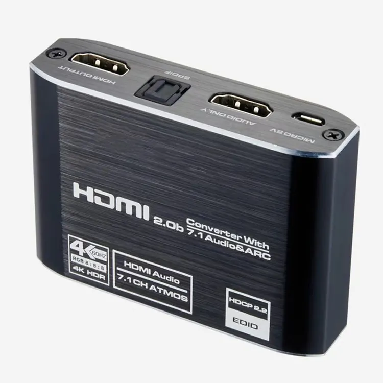 4K @ 60Hz V2.0 4K HDMI Ke HDMI + SPDIF + 7.1/5.1/3.5Mm Audio + ARC Converter HDMI 2.0 Converter dengan 7.1 Audio ARC Extractor Adaptor