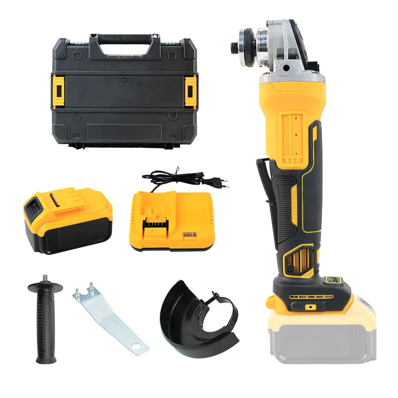The push-type lithium-ion cordless charging angle grinder is utilized for cutting, grinding, and polishing applications.