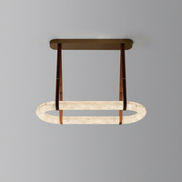Luminaire suspendu circulaire en albâtre importé de Chine continentale, avec éclairage LED, garantie de 5 ans, pour villa, hôtel, grand format