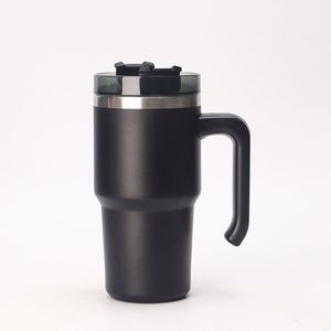 Mug de voyage isotherme sous vide avec poignée, couvercle et paille, base antidérapante, pour café chaud ou froid, 20oz 30oz - Product Image 3