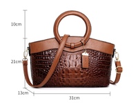 Sac à bandoulière anneau avec poignée supérieure Sac à main fourre-tout en cuir gaufré Sac à main à motif crocodile Sac à main pour femmes