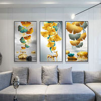 Moderne Luxe Cercle Feuille D'or Mur Art Cristal Porcelaine Nordique Affiches Image Toile mur art Verre Impression Peinture