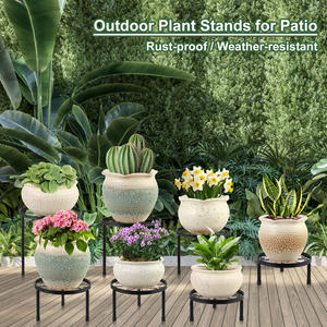 Support pour plantes d'intérieur et d'extérieur, support pour plantes en métal antirouille pour patio, support pour fleurs, support pour plantes robuste, support pour jardinière - Product Image 6