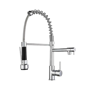 <span class=keywords><strong>Rubinetto</strong></span> da cucina moderno a 360° regolabile e <span class=keywords><strong>flessibile</strong></span> in ottone cromato con doppio beccuccio a molla, monocomando e doccetta estraibile, montaggio su piano - Product Image 1