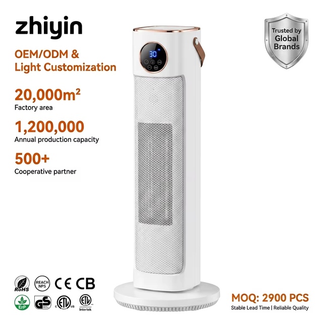 KHN2302D 2000W PTC Ceramic Tower Heater, Rapid Heat Oscillating Space Heater with Tip-over Protection