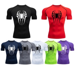T-shirt de compression pour homme avec motif toile d'araignée, soutien musculaire 3D, haut d'entraînement respirant, haut de performance à haute élasticité - Product Image 6
