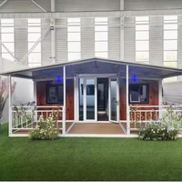 Maison conteneur pliable à deux ailes avec extension d'espace, maison modulaire en acier pour logement temporaire, campement, kiosque commercial et chambre d'hôtes