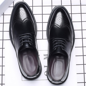 Chaussures habillées en cuir brogue pour hommes, bout rond, à lacets, pour le bureau et la carrière, toutes saisons, couleur unie, semelle extérieure en caoutchouc, semelle intermédiaire en EVA, doublure en PU - Product Image 3