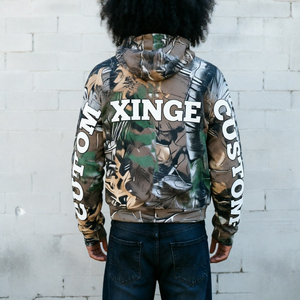Sudadera con Capucha XINGE Personalizada con Estampado Digital de Camuflaje, Hombros Caídos, Talla Grande, 480 g/m², 100% Algodón Preencogido, con Cierre y Apliques Bordados para Hombre - Product Image 2