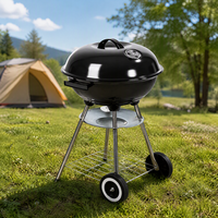 Barbecue à charbon de bois SEJR 17 pouces noir avec chariot - Barbecue moderne pour fêtes et camping
