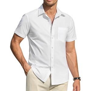 Camisas de algodón de manga corta con cuello alto para hombre, informales, de verano, para playa o boda, con bolsillos, estampado ODM, transpirables - Product Image 1