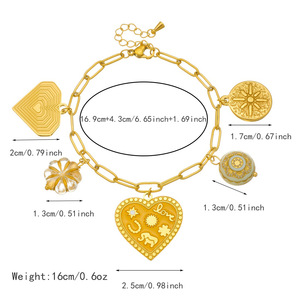 European American Style Heart Charm Bracelet Gold Plated Zinc Alloy Women's Jewelry Gift Accessory - Product Image 4