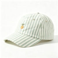 Casquette de baseball Lucky Girl avec citations positives 'Les bonnes choses se passent' et broderie esthétique, visière à rayures fines, 6 panneaux, en coton