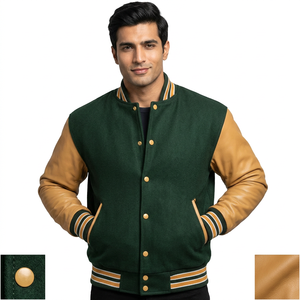 Veste de baseball pour homme, respirante, en cuir véritable et laine, sur mesure, de haute qualité, veste personnalisée pour homme - Product Image 1