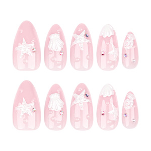 Unghie Finte Semilavorate a Macchina con Fiocco di Perle e Diamanti a <span class=keywords><strong>Punta</strong></span> di Ciliegia Rosse, Stile Francese, Tessute a Macchina, Prezzo all'Ingrosso - Product Image 3