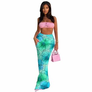 Summer New Sexy Lace Camisole Top High Waist See-Through Long Dress Women's 2 Piece <b>Set</b> Fashion - Product Image 3