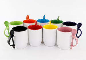 Vente en gros de tasses à sublimation en céramique de 11 oz avec cuillère / Logo <span class=keywords><strong>personnalisé</strong></span> par transfert thermique / Coffret cadeau café / <span class=keywords><strong>Livraison</strong></span> <span class=keywords><strong>rapide</strong></span> - Product Image 6