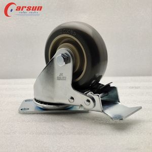 OEM Custom ized 3,5 Zoll grau Polyurethan drehbare Lenkräder mit Bremsen Spezial rollen für Trolleys Rollen - Product Image 3