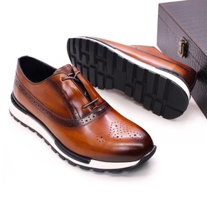Zapatos <span class=keywords><strong>Oxford</strong></span> Casuales de Cuero para Hombre de Diseñador Italiano en Oferta, Zapatos Cómodos de Alta Gama con Cordones para Caminar, 1 Par en Stock de Zapatos de Piel - Product Image 1