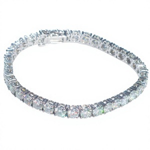Bracelet unisexe tendance en argent sterling avec diamants de laboratoire de 4 mm, taille brillant rond, accessoire de luxe - Product Image 3