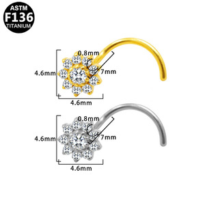 Anneau de nez en titane en forme de S avec cristal étoilé pour piercing de nez, bijou unisexe, accessoire de mode ASTM F136 - Product Image 5