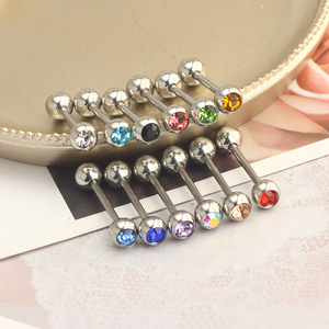 <span class=keywords><strong>Piercing</strong></span> de Acero Inoxidable para Lengua y Pezón, Barra con Anillo, Retenedor de 14g y 16mm, 12 Colores a Elegir, Lengua Recta - Product Image 3