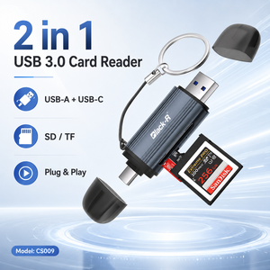 Lecteur de cartes externe USB-A et USB-C double tête 2-en-1 en aluminium 5 Gbit/s <span class=keywords><strong>SD</strong></span>/TF/3.0 avec capuchons de protection - Product Image 5