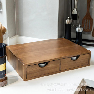 Caja de almacenamiento de cápsulas de café de madera, base de escritorio con doble cajón para máquina de café con función deslizante, 39x29x8,5 cm - Product Image 4