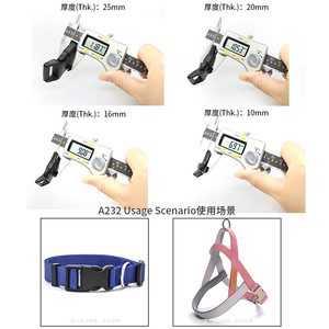 หัวเข็มขัดพลาสติก PET รุ่น A-232 ปรับขนาดได้ 10 มม. 16 มม. 20 มม. 25 มม. สำหรับใช้กับสายจูงและปลอกคอเพื่อความปลอดภัย - Product Image 3