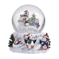 Noël 3d personnalisé modèle animal globe à neige mignon pingouin figurine statue boule de neige résine artisanat art cadeaux armoire affichage ornement