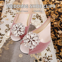 Boucles de Chaussures en Métal Géométrique Rondes et Rectangulaires avec Fleurs, Perles, Cristaux et Strass pour Femmes, Chaussures de Mariage