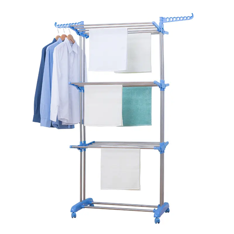Customized Foldable Tier Clothes Drying Collapsible Laundry Dryer Hanger  Stand Indoor Outdoor Cloth Storage Rack