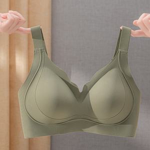 Respirant grande taille <span class=keywords><strong>soutien</strong></span>-<span class=keywords><strong>gorge</strong></span> haute qualité sans couture femmes sans fil Push up gelée <span class=keywords><strong>Silicone</strong></span> grande taille brassière pour gros seins dames - Product Image 5