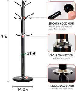 Metal <strong>Coat</strong> Rack <strong>Stand</strong> Tube Holder Organizer <strong>Tree</strong> <strong>Stand</strong> for Living Room - Product Image 4
