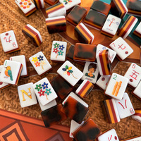 160 Buah Mahjong Amerika Kustom Empat Lapis Motif Cangkang Kura-kura, Ubin Mahjong Bermotif Bunga Permata untuk Permainan Santai Malam Hari Wanita Kelas Atas