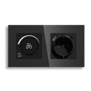 MVAVA-Panel de cristal eléctrico ajustable, perilla giratoria de control de iluminación, ventilador de techo, interruptor atenuador de 500W, estándar de la UE - Product Image 4