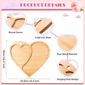 Bandeja de Servir Clásica Irregular de Madera de Pino Sólido, Ecológica y Duradera, Tabla de Charcutería para Bodas y Día de la Madre - Product Image 2