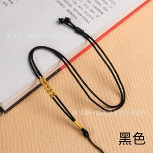 Vàng Bạc Tay Dệt Tre Chuỗi Có Thể Điều Chỉnh Độ Dày Thể Thao Unisex Mặt Dây Chuyền Vòng Cổ Với Vàng Ngọc Hổ Phách Treo Dây Thừng - Product Image 6