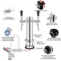 Robinet de bière double tour de Kegerator avec plateau d'égouttage de bière, 3 ''Dia. Distributeur de bière de colonne d'acier inoxydable avec le tuyau, brassage de clé