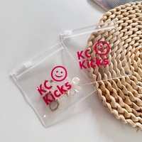 Pochette à bijoux personnalisée de luxe avec logo, petit sac à fermeture éclair en PVC transparent givré, emballage en plastique, sac à fermeture éclair pour bijoux