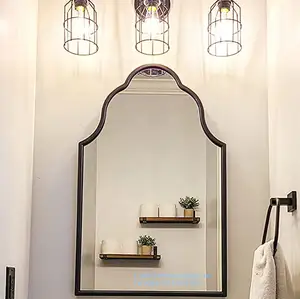 아름다운 고품질 금속 구조 아치 벽 거울 주문 현대 악센트 거울