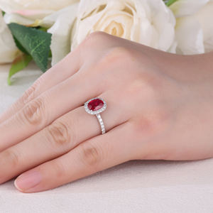 Direct Factory Custom High Quality 18K White Gold Oval Cut <b>Ruby</b> <b>for</b> Certified Engagement Wedding <b>Ring</b> <b>Women</b> Gifts Daily Wear - Product Image 2