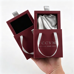 Compact <b>Mini</b> Small Size Drawer Jewelry Gift <b>Box</b> Satin Hand Carry Strap Portable Design Custom Logo Print Elegant Packaging case - Product Image 3