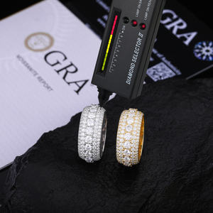 Anello da Uomo in Argento Sterling 925 Placcato Oro con 5 File di Diamanti Moissanite VVS, Gioielleria Fine, Magazzino USA - Product Image 3