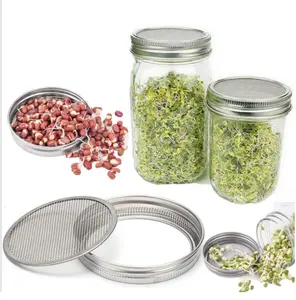 Set 2 Wide Mouth Quart Sprouting Mason Jars with plastic lid and black sleeve Sprouter Set for Sprouting Mung Bean Broccoli
