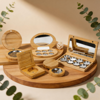 Casseroles Miroir Intégré Emballage En Bois Durable Palette De Cosmétiques Palette De Maquillage Partie Usage Quotidien Palette De Fard À Paupières De Voyage